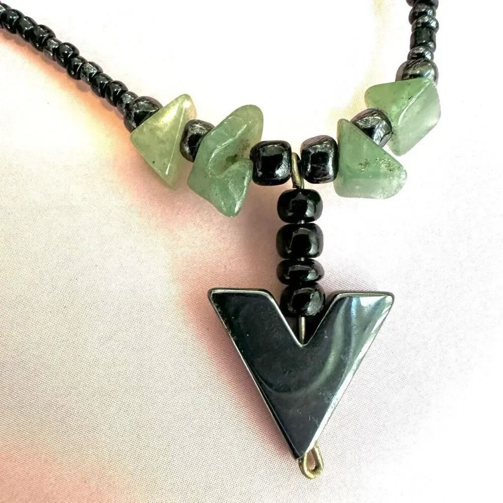 Hematite aventurine pendant necklace